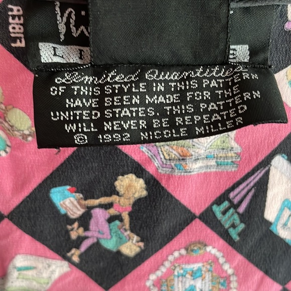 Vintage Nicole Miller Lingerie Novelty Print Dress 90s Y2K 100% Silk Size Large - Picture 4 of 8